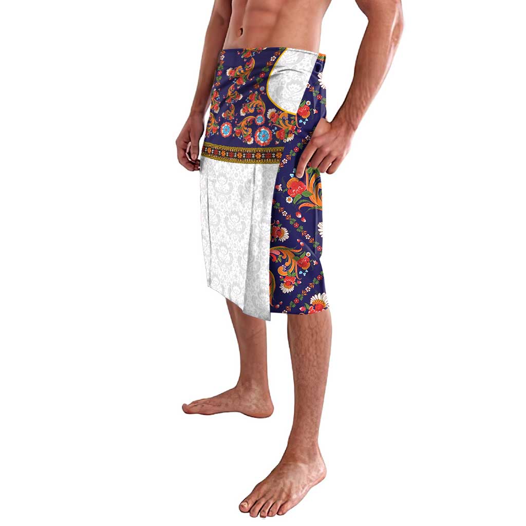 Norwegian Female Bunad Lavalava with Rosemaling Folk Art Navy Color - Wonder Print Shop