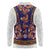Norwegian Female Bunad Long Sleeve Polo Shirt with Rosemaling Folk Art Navy Color - Wonder Print Shop