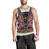 Norwegian Female Bunad Men Tank Top with Rosemaling Folk Art Navy Color - Wonder Print Shop