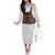 Norwegian Female Bunad Off The Shoulder Long Sleeve Dress with Rosemaling Folk Art Navy Color - Wonder Print Shop