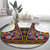 Norwegian Female Bunad Round Carpet with Rosemaling Folk Art Navy Color - Wonder Print Shop