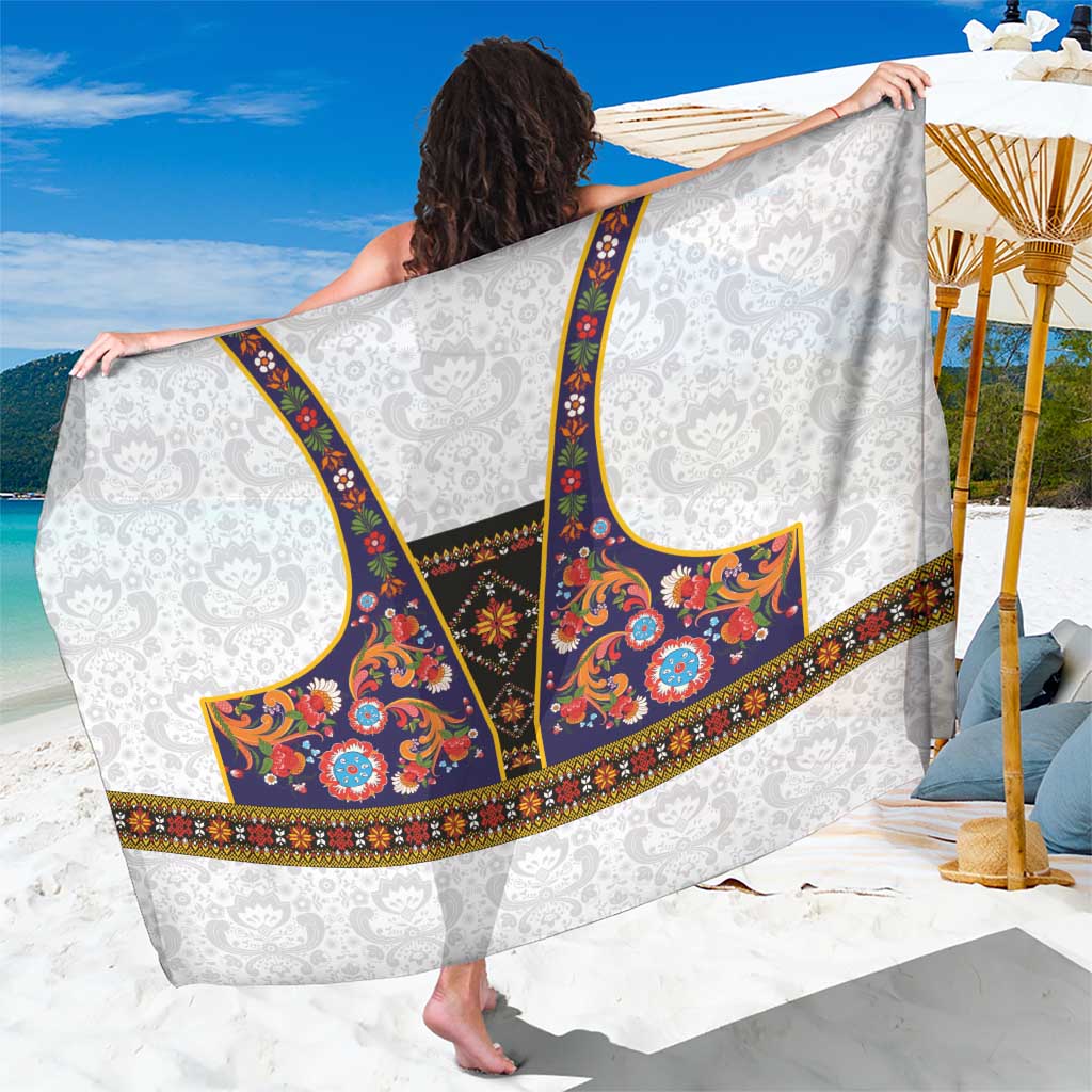 Norwegian Female Bunad Sarong with Rosemaling Folk Art Navy Color - Wonder Print Shop