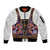 Norwegian Female Bunad Sleeve Zip Bomber Jacket with Rosemaling Folk Art Navy Color - Wonder Print Shop