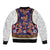 Norwegian Female Bunad Sleeve Zip Bomber Jacket with Rosemaling Folk Art Navy Color - Wonder Print Shop
