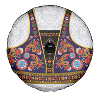 Norwegian Female Bunad Spare Tire Cover with Rosemaling Folk Art Navy Color - Wonder Print Shop