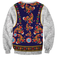 Norwegian Female Bunad Sweatshirt with Rosemaling Folk Art Navy Color - Wonder Print Shop