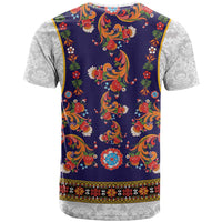 Norwegian Female Bunad T Shirt with Rosemaling Folk Art Navy Color - Wonder Print Shop