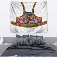 Norwegian Female Bunad Tapestry with Rosemaling Folk Art Navy Color - Wonder Print Shop