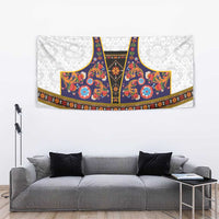 Norwegian Female Bunad Tapestry with Rosemaling Folk Art Navy Color - Wonder Print Shop