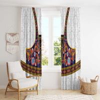 Norwegian Female Bunad Window Curtain with Rosemaling Folk Art Navy Color - Wonder Print Shop