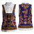 Norwegian Female Bunad Women Sleeveless Polo Shirt with Rosemaling Folk Art Navy Color - Wonder Print Shop