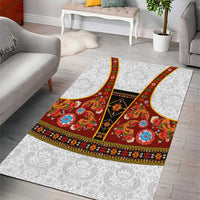 Norwegian Female Bunad Area Rug with Rosemaling Folk Art Red Color - Wonder Print Shop