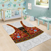 Norwegian Female Bunad Area Rug with Rosemaling Folk Art Red Color - Wonder Print Shop