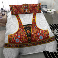 Norwegian Female Bunad Bedding Set with Rosemaling Folk Art Red Color - Wonder Print Shop
