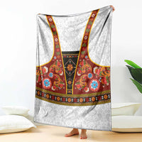 Norwegian Female Bunad Blanket with Rosemaling Folk Art Red Color - Wonder Print Shop