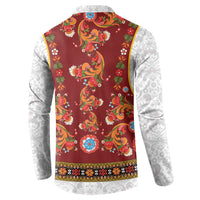 Norwegian Female Bunad Button Sweatshirt with Rosemaling Folk Art Red Color - Wonder Print Shop
