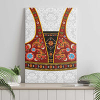 Norwegian Female Bunad Canvas Wall Art with Rosemaling Folk Art Red Color - Wonder Print Shop