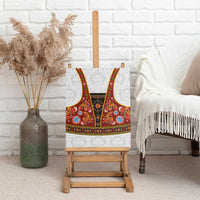 Norwegian Female Bunad Canvas Wall Art with Rosemaling Folk Art Red Color - Wonder Print Shop