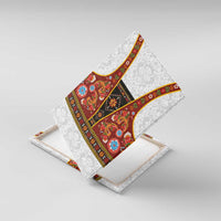 Norwegian Female Bunad Canvas Wall Art with Rosemaling Folk Art Red Color - Wonder Print Shop