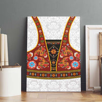 Norwegian Female Bunad Canvas Wall Art with Rosemaling Folk Art Red Color - Wonder Print Shop