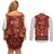 Norwegian Female Bunad Couples Matching Off Shoulder Short Dress and Long Sleeve Button Shirt with Rosemaling Folk Art Red Color - Wonder Print Shop