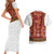 Norwegian Female Bunad Couples Matching Short Sleeve Bodycon Dress and Hawaiian Shirt with Rosemaling Folk Art Red Color - Wonder Print Shop
