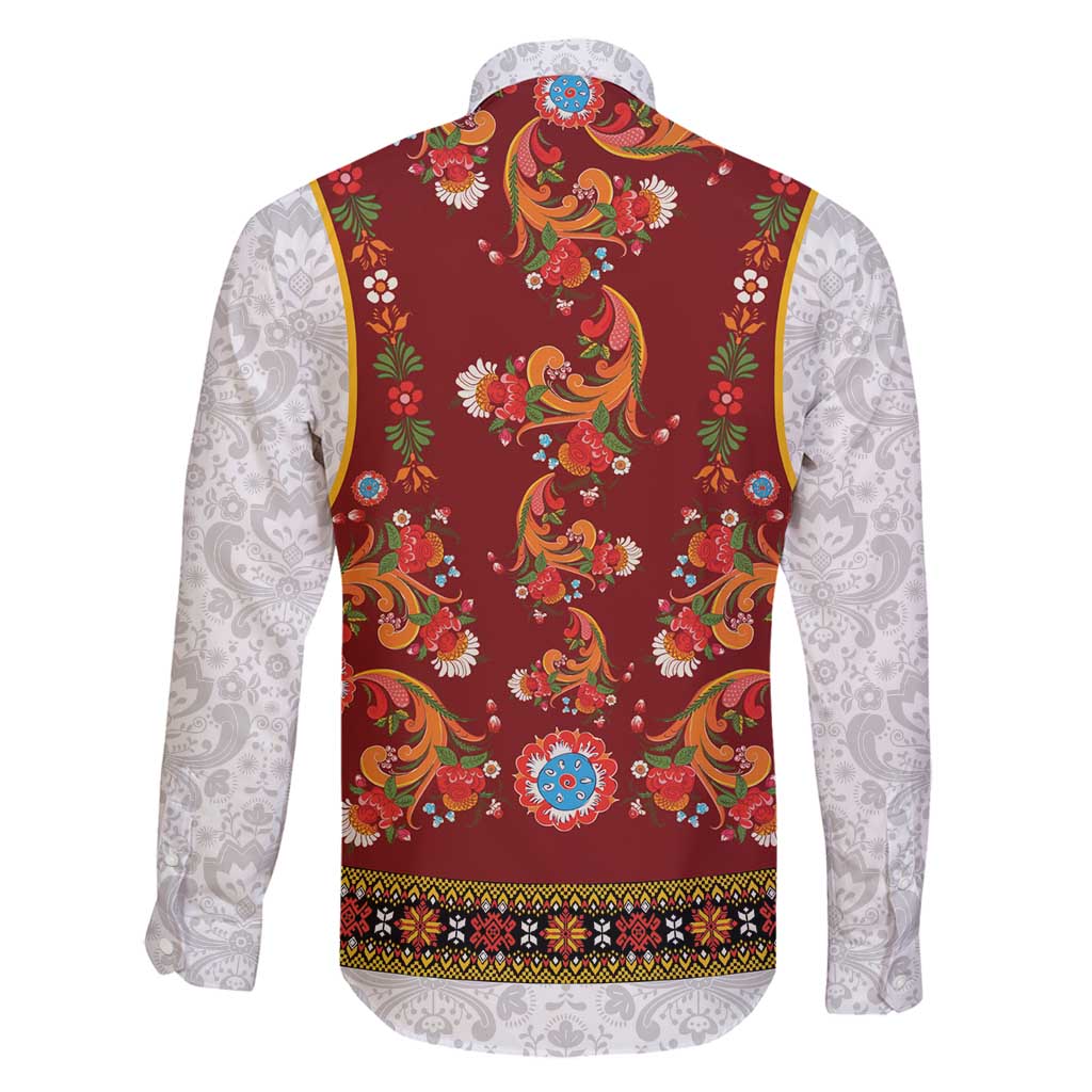 Norwegian Female Bunad Family Matching Puletasi and Hawaiian Shirt with Rosemaling Folk Art Red Color - Wonder Print Shop