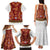 Norwegian Female Bunad Family Matching Tank Maxi Dress and Hawaiian Shirt with Rosemaling Folk Art Red Color - Wonder Print Shop