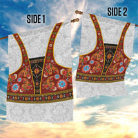 Norwegian Female Bunad Garden Flag with Rosemaling Folk Art Red Color - Wonder Print Shop