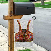 Norwegian Female Bunad Garden Flag with Rosemaling Folk Art Red Color - Wonder Print Shop