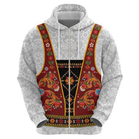 Norwegian Female Bunad Hoodie with Rosemaling Folk Art Red Color - Wonder Print Shop