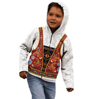 Norwegian Female Bunad Kid Hoodie with Rosemaling Folk Art Red Color - Wonder Print Shop