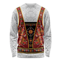Norwegian Female Bunad Long Sleeve Shirt with Rosemaling Folk Art Red Color - Wonder Print Shop