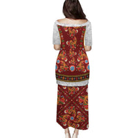 Norwegian Female Bunad Puletasi with Rosemaling Folk Art Red Color - Wonder Print Shop