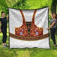 Norwegian Female Bunad Quilt with Rosemaling Folk Art Red Color - Wonder Print Shop