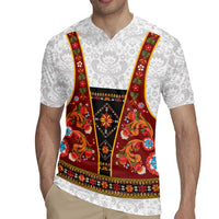 Norwegian Female Bunad Rugby Jersey with Rosemaling Folk Art Red Color - Wonder Print Shop