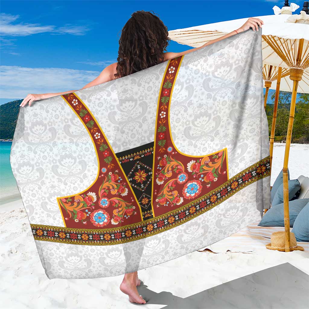 Norwegian Female Bunad Sarong with Rosemaling Folk Art Red Color - Wonder Print Shop