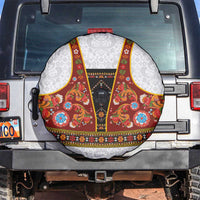 Norwegian Female Bunad Spare Tire Cover with Rosemaling Folk Art Red Color - Wonder Print Shop
