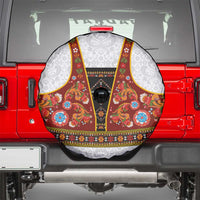 Norwegian Female Bunad Spare Tire Cover with Rosemaling Folk Art Red Color - Wonder Print Shop