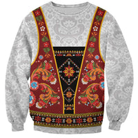 Norwegian Female Bunad Sweatshirt with Rosemaling Folk Art Red Color - Wonder Print Shop