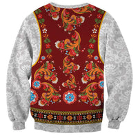 Norwegian Female Bunad Sweatshirt with Rosemaling Folk Art Red Color - Wonder Print Shop