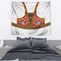 Norwegian Female Bunad Tapestry with Rosemaling Folk Art Red Color - Wonder Print Shop