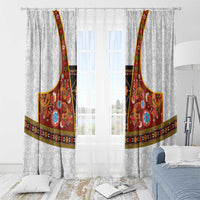 Norwegian Female Bunad Window Curtain with Rosemaling Folk Art Red Color - Wonder Print Shop