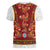Norwegian Female Bunad Women V-Neck T-Shirt with Rosemaling Folk Art Red Color - Wonder Print Shop