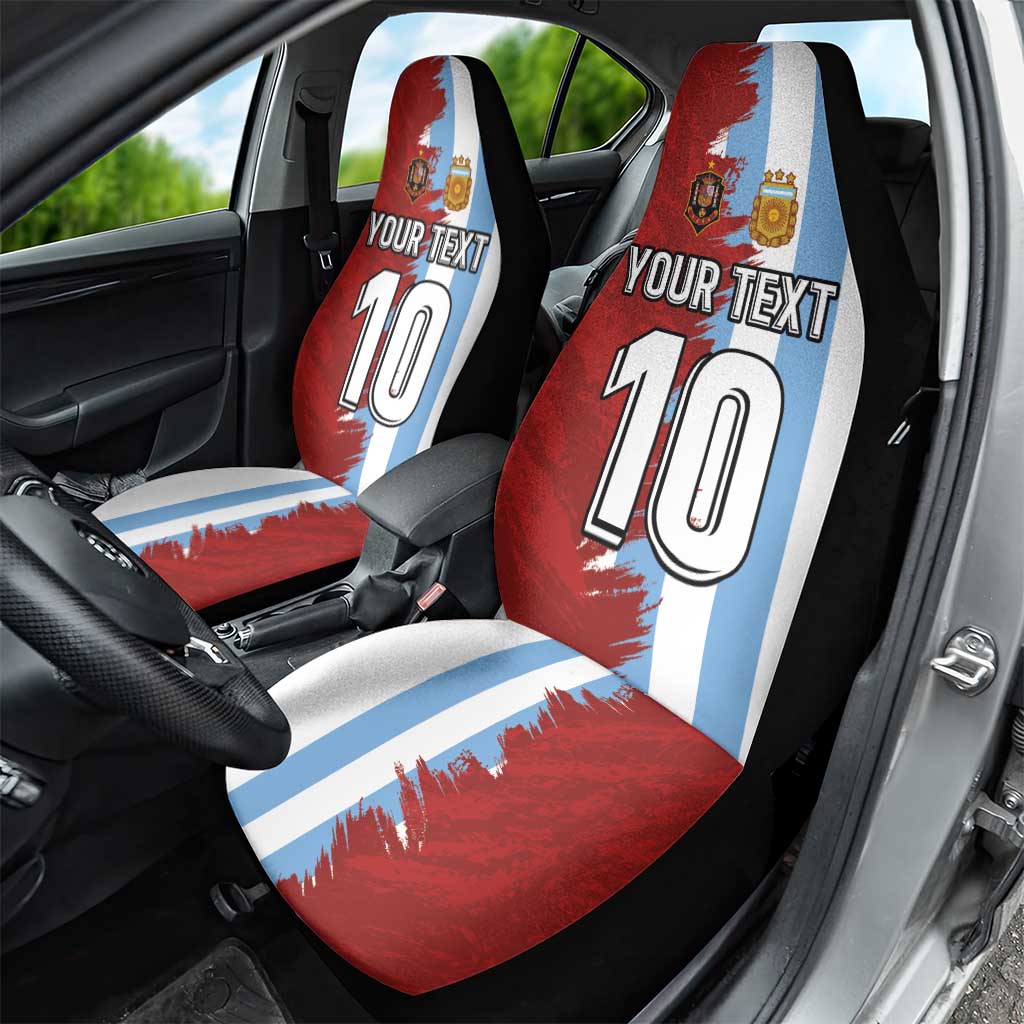 Half Argentina and Half Spain Football Car Seat Cover Grunge Style - Wonder Print Shop
