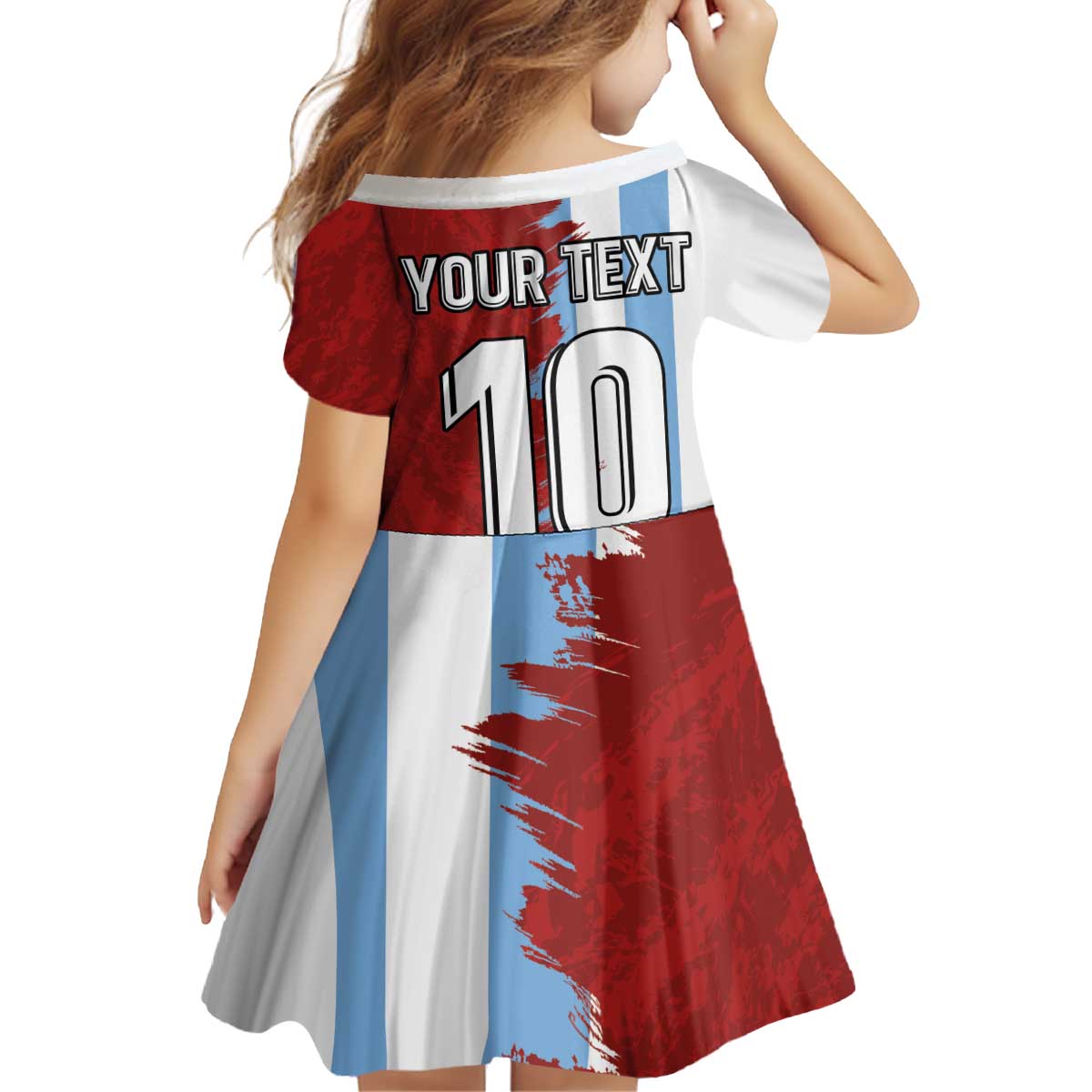 Half Argentina and Half Spain Football Family Matching Off Shoulder Short Dress and Hawaiian Shirt Grunge Style - Wonder Print Shop