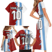 Half Argentina and Half Spain Football Family Matching Short Sleeve Bodycon Dress and Hawaiian Shirt Grunge Style - Wonder Print Shop