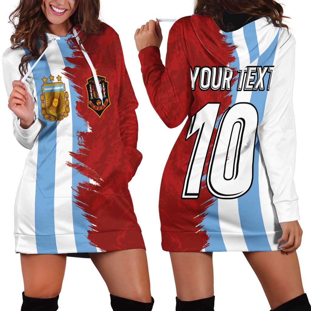 Half Argentina and Half Spain Football Hoodie Dress Grunge Style - Wonder Print Shop