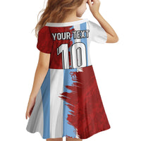 Half Argentina and Half Spain Football Kid Short Sleeve Dress Grunge Style - Wonder Print Shop