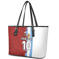 Half Argentina and Half Spain Football Leather Tote Bag Grunge Style - Wonder Print Shop